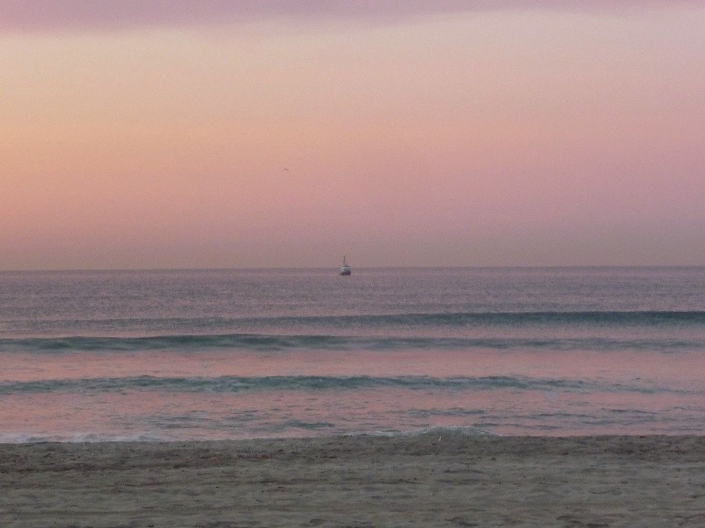 Sunrise Looking South on City Beach To the Oceanside Pier, Oceanside CA
