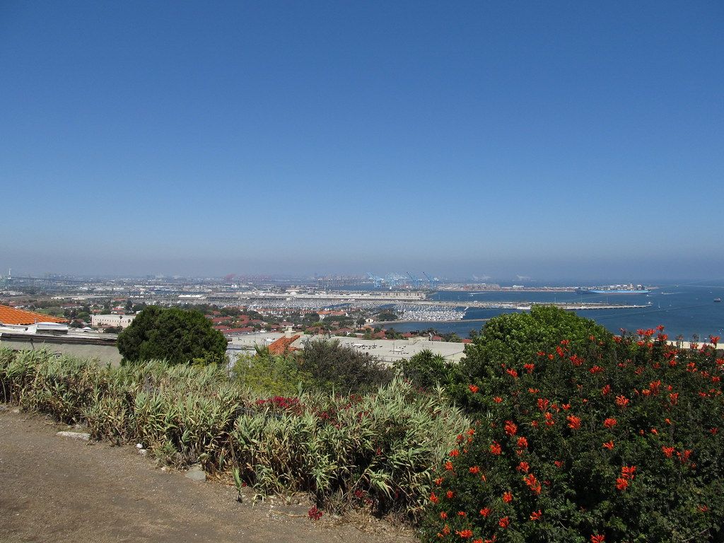 View of Port of Los Angeles and Port of Long Beach from San Pedro, California