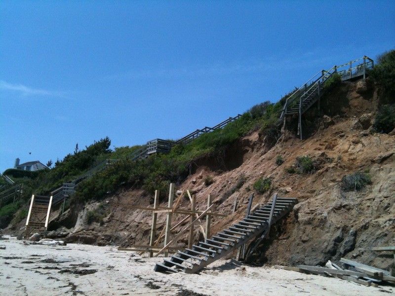 Beach erosion causing high-roller staircases to crumble. Yikes.