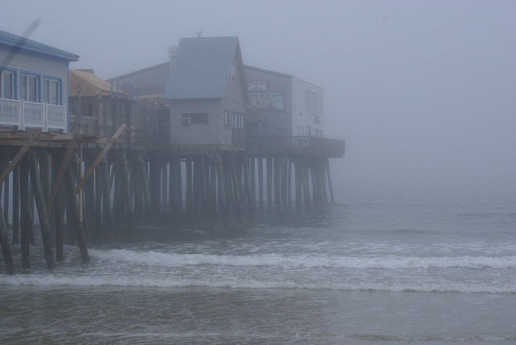 Cold and foggy at Old Orchard Beach, ME