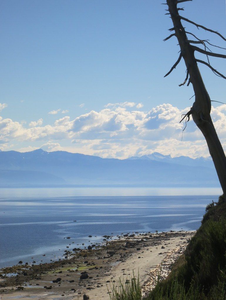 Beach and mountain view from the patio