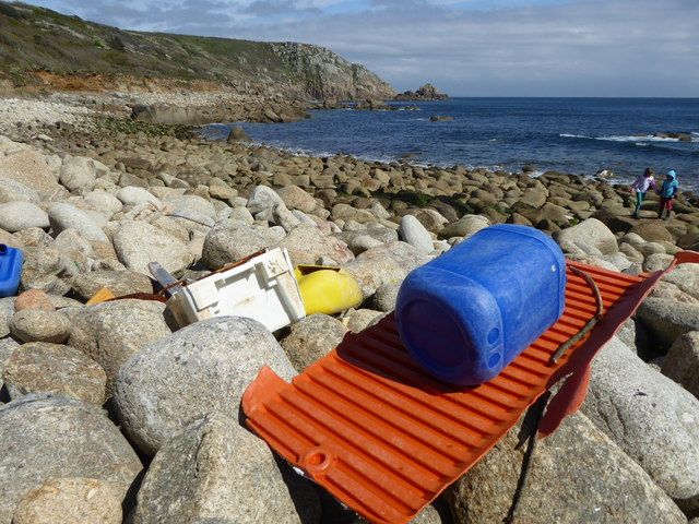 Flotsam on the beach at St Loy's Cove