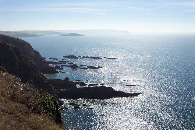 The Meddrick Rocks and along the South Hams Coast from Beacon Point.