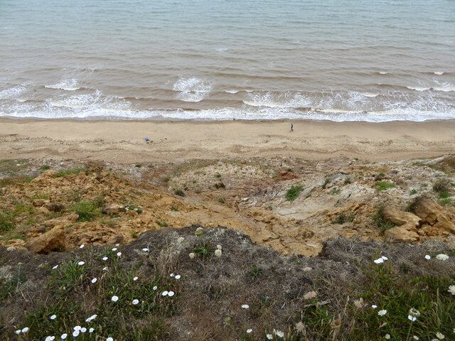 Beach walkers east from Grange Chine