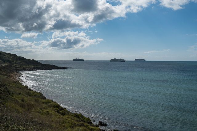 Cruise Ships from Bowleaze Cove