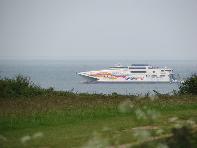 Ferry heads for Poole across Studland Bay