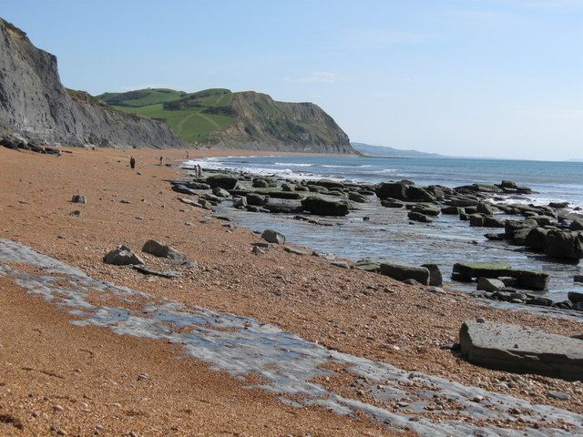 Flat Limestone "pavement" at beach West of Seatown,  Dorset