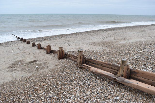 Weathered wooden groyne at Aldwick