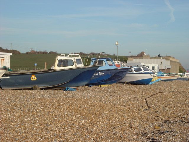 Boats on the seashore, Bexhill-on-Sea