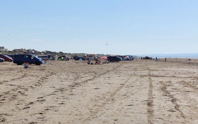 Cars parked on Brean Beach