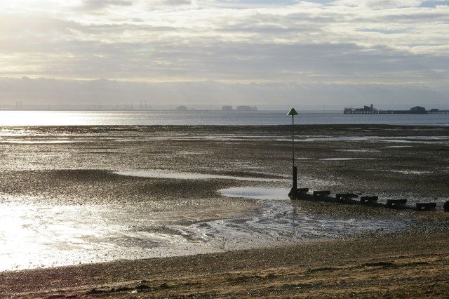Southend-on-Sea: looking across the Thames estuary from Eastern Esplanade