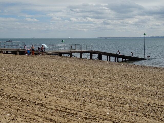 Beach and ramp down to sea, Southend-on-Sea