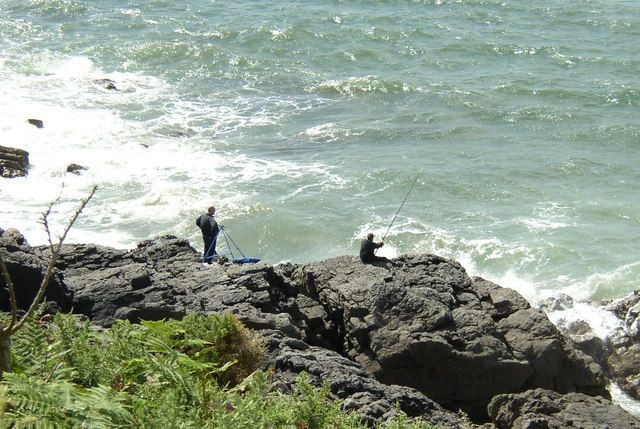 Sea anglers at Caswell Bay