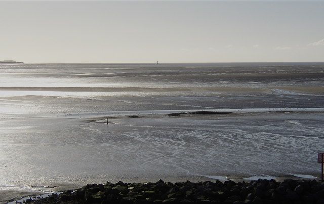The view from Llanelli Beach at low tide
