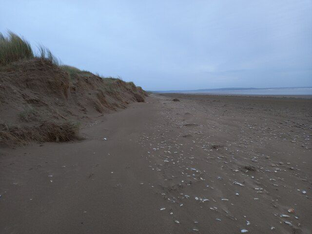 Dune edge and high tide mark on Pendine Sands