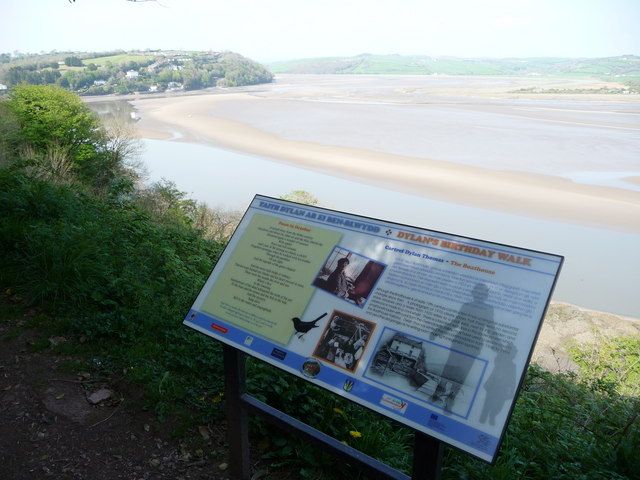 Information board on the Carmarthen Bay Coastal Path near Laugharne
