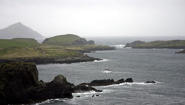 Yacht entering Portmagee Channel