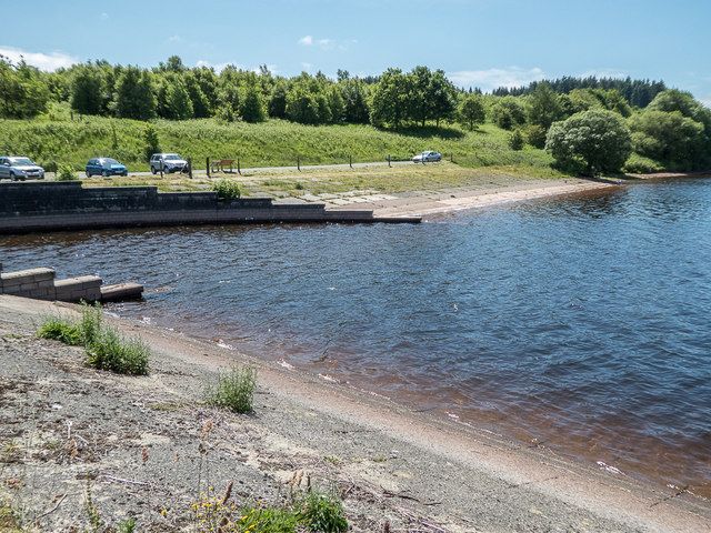 Shoreline and lane at the Usk Reservoir