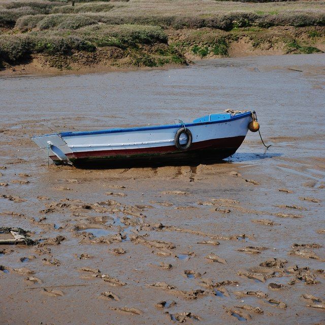 Shotley Marshes: Beached boat