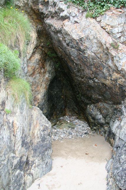 Sea cave near high tide line in Stradbally Cove