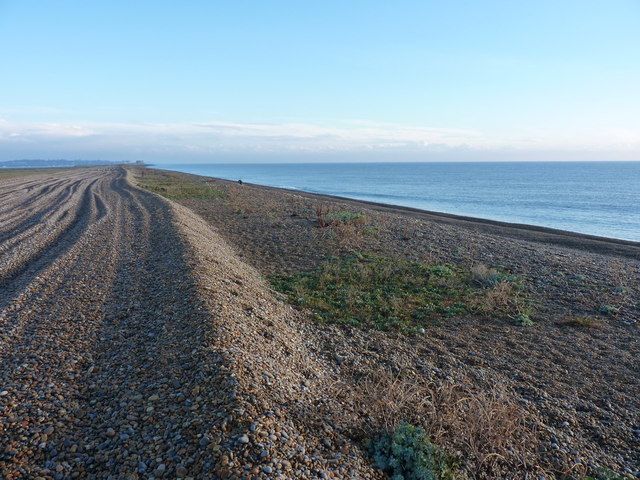 Shingle beach and track on Orford Ness