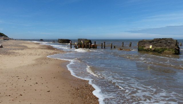 Rocks on the beach at Corton