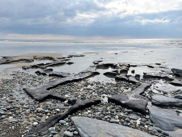 Banciau mawn, traeth Tywyn