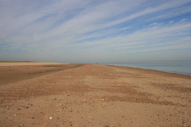 View north on deserted beach