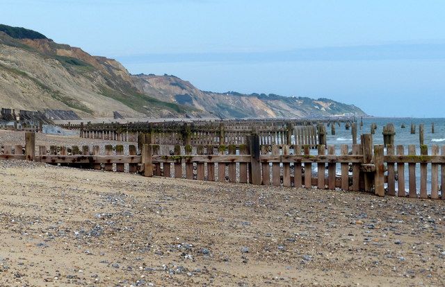 Sea defences along the beach at Marl Point