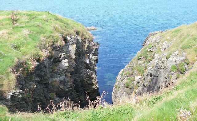 An indentation in the coastline line north of Porth Gwylan