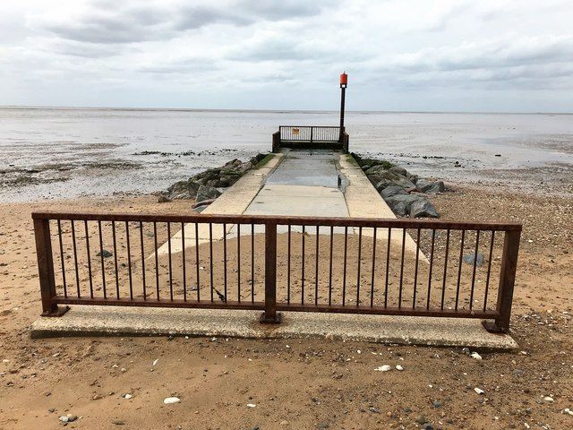 Heacham River outfall at low tide