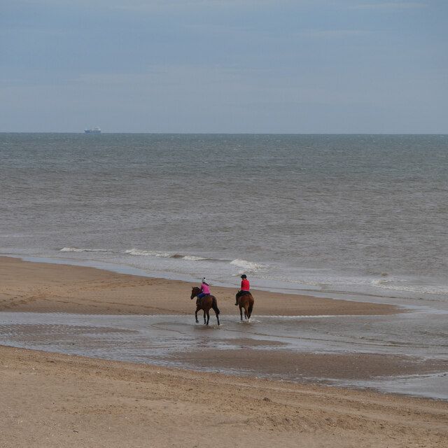 Horses on the beach at Chapel Point, Chapel St. Leonard's