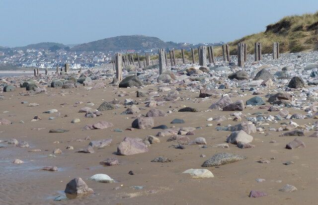 Old sea defences at Conwy Morfa