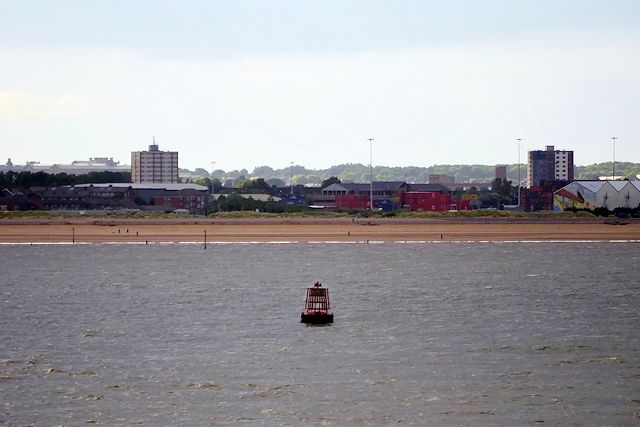 Liverpool Bay, Port Channel Marker C18 and the Beach at Crosby