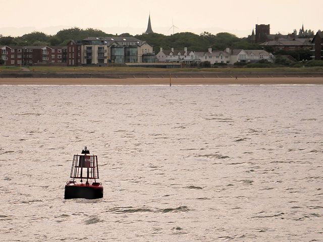 Liverpool Bay, Port Channel Marker C16 and the Beach at Blundellsands