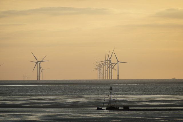 The Stena Line Belfast to Liverpool ferry eases its way inside the wind farm