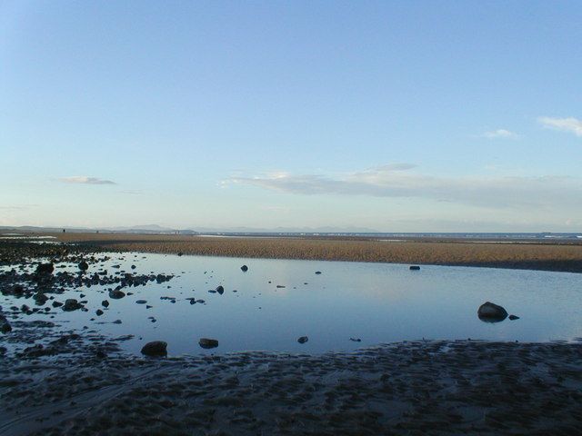 Evening on the beach at low tide