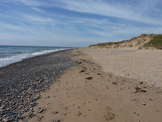 Dune front and high tide at Haverigg Point