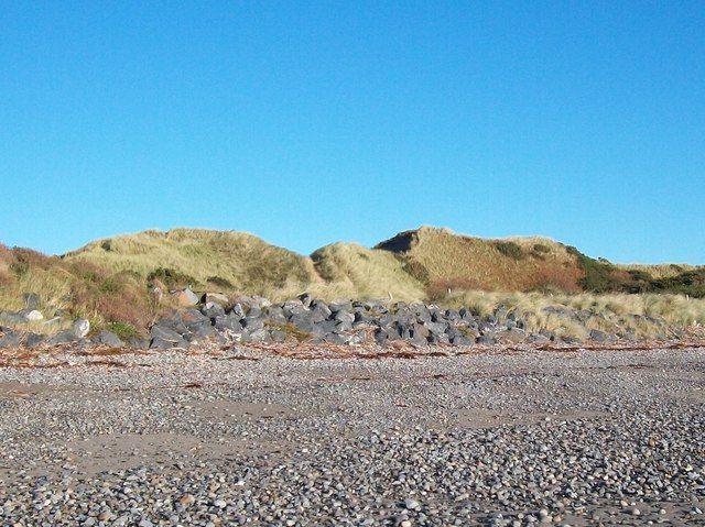 Boulder sea-defences on the fore-dunes