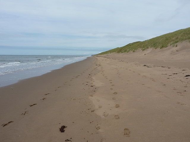 Tyre tracks on the beach near Drigg Point
