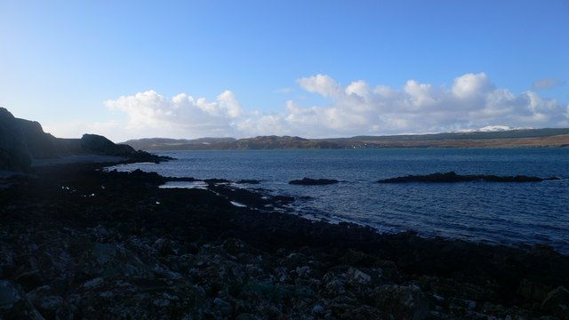 Looking across the Sound of Islay to the Bunnahabhain distillery