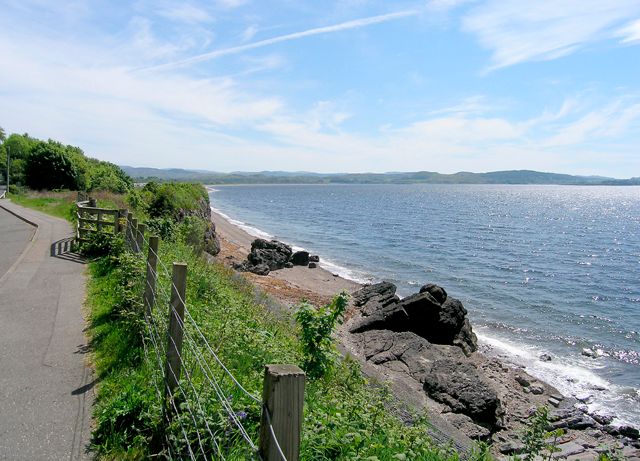 Looking along shore line SW from A828