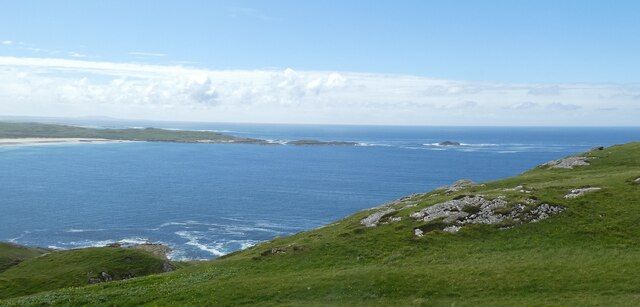 Coll - View across Feall Bay to Eileans Ascaoineach & Odhar