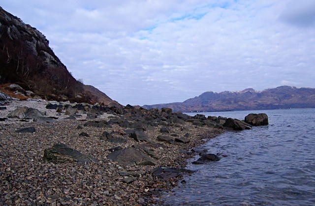 Rock and pebble beach