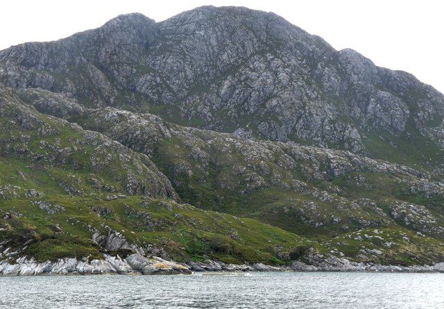 Buttresses of Sgurr an Eilein Ghiubhais reach the shore