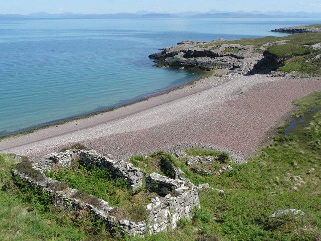 Black house overlooking beach and Rubha Camas Pliasgaig