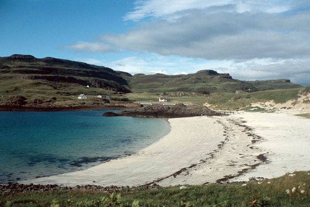 Sandy beach by Sanday roadbridge