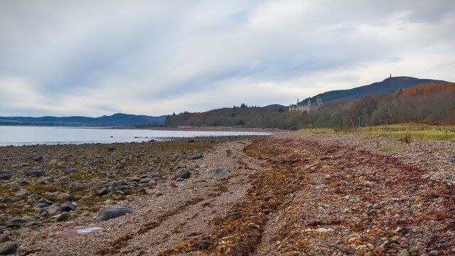 Shingle beach east of Dunrobin Castle