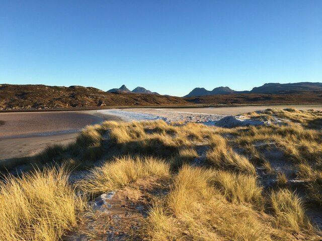 Dunes and beach at Achnahaird Bay